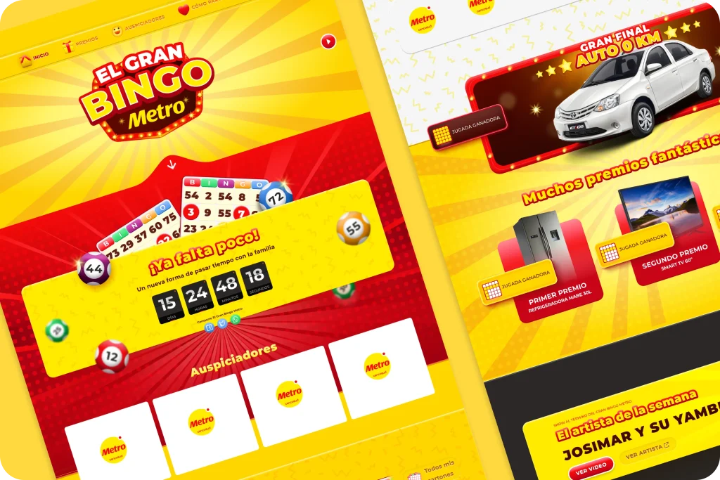 Diseño UX/UI web para Bingo Metro, proyecto de GrowBy